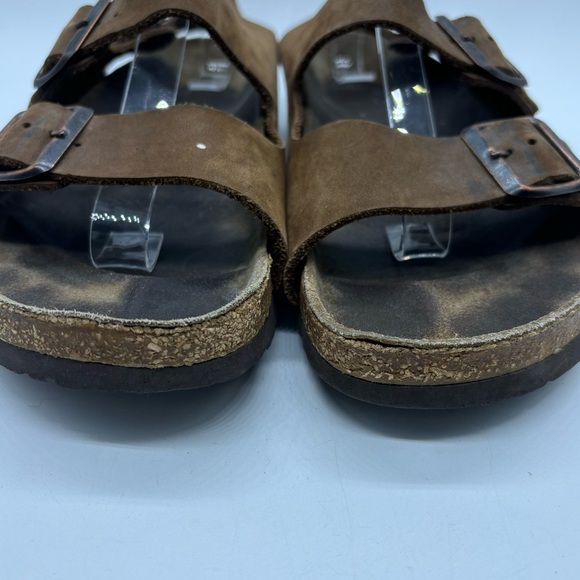 Birkenstock Brown Leather Size 38 Women's 7 Buckle Sandals Double Strap Slingbac - Picture 2 of 9